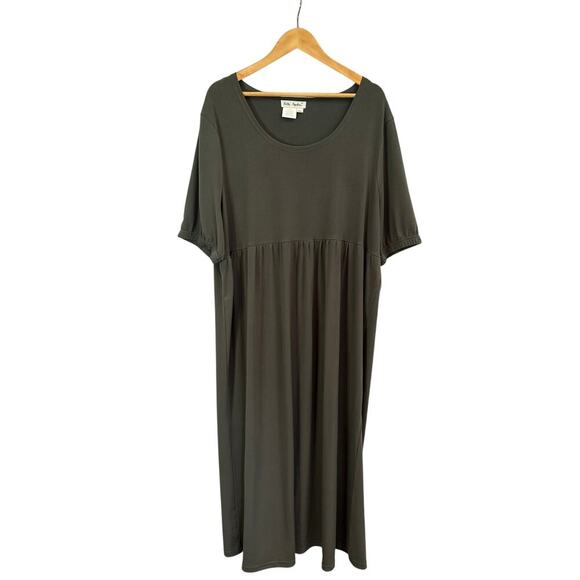Women’s Ulla Popken Size 20/22 Army Green Short Sleeve Maxi Dress. - Picture 2 of 4